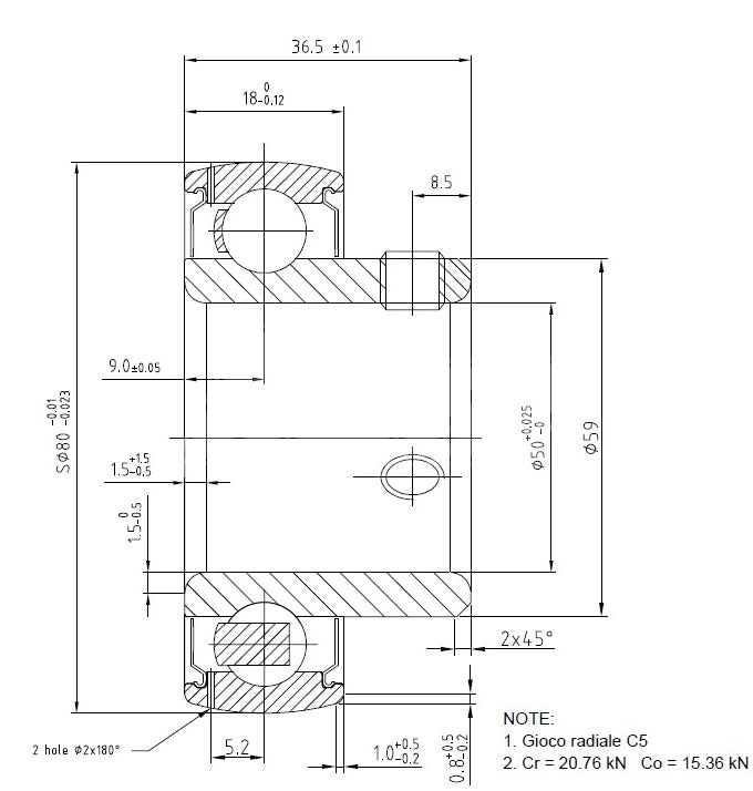 ROULEMENT 3 vis SB208/210ZZC5 IGINE CRG/KR